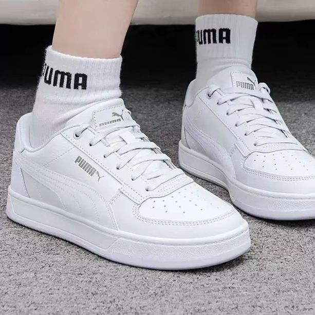 Puma Shoes Suede Classic - プーマ ロートップスニーカー 392290-02 ホワイトシルバーレザー 通気性のあるクラシックカジュアルスケートシューズ