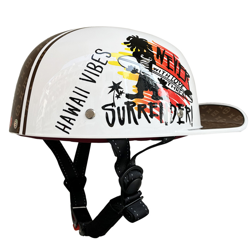 Baseball Cap Structured - 高品質の ABS 野球帽、1/2 オープンヘルメット、ハーレーバイクやレトロクルーズバイク用の保護ヘルメット。
