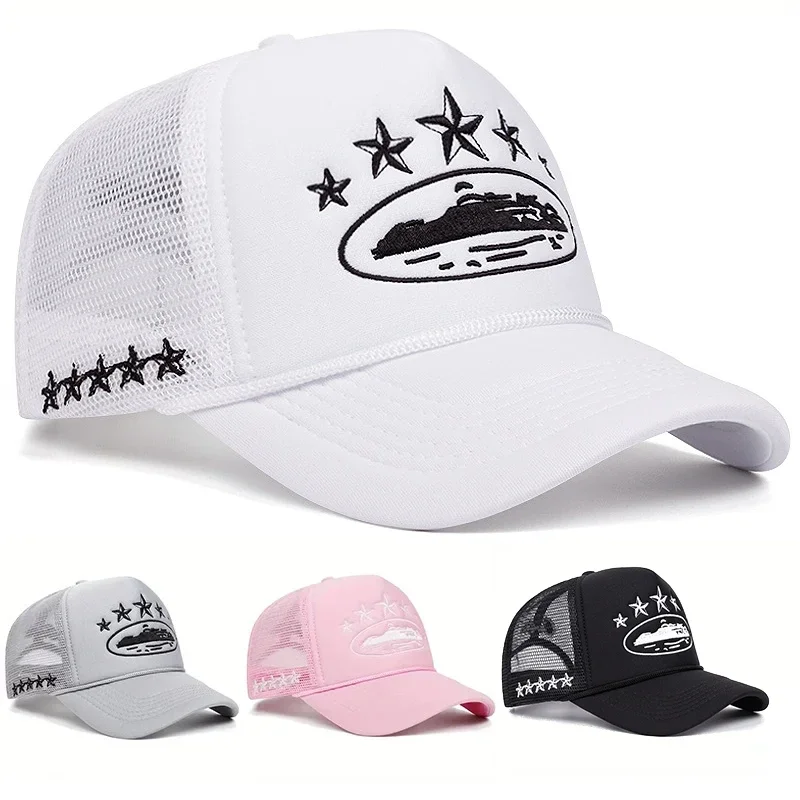 Trucker Cap Mesh - ファッショナブルな新作ユニセックスプリント野球帽、ヒップホップ、通気性、個人用日よけメッシュ、多用途ストリートスナップバックハット、トラッカーキャップ