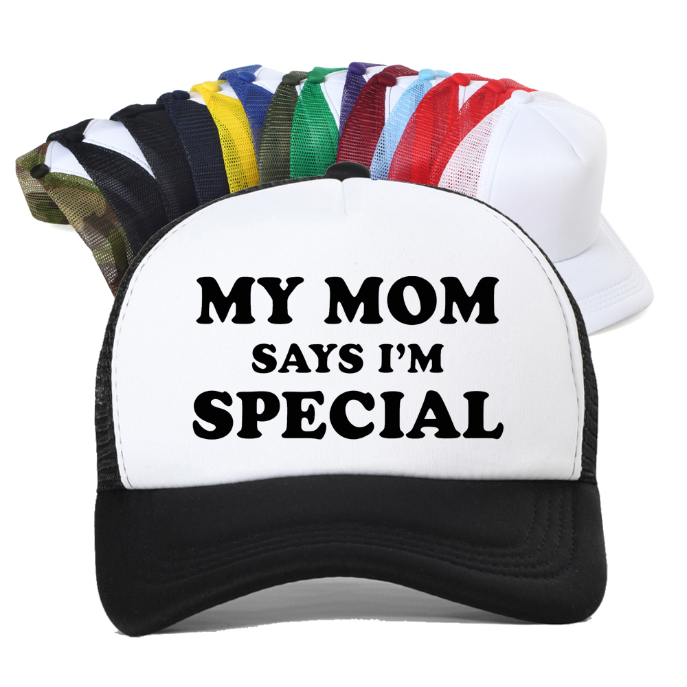 Trucker Cap Mesh - 私の母は私を特別だと言っています メッシュベースボールキャップ 夏の誕生日プレゼント ユニセックスバイザー カジュアル 調節可能なトラッカーハット
