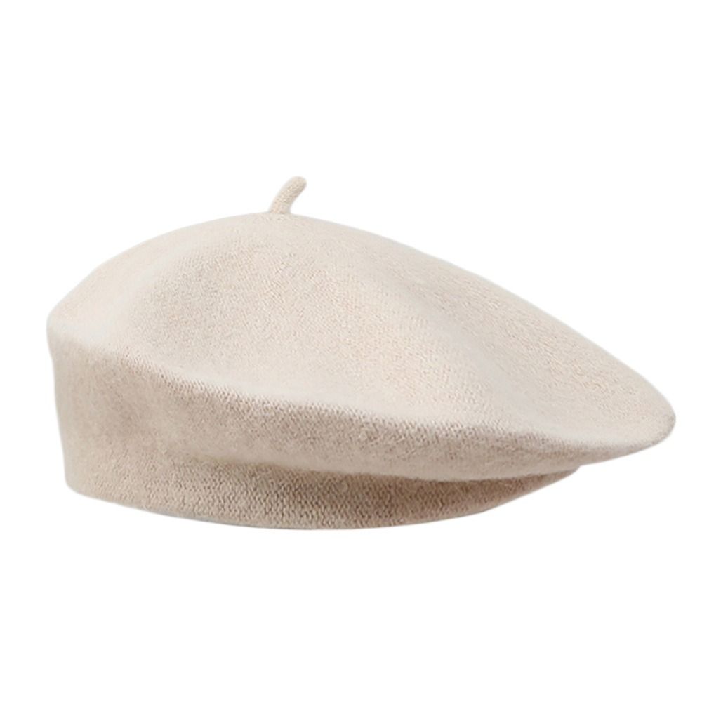 秋の女性の冬暖かいウールベレー帽レトロな無地の帽子エレガント - Beret French Wool のレビューと価格